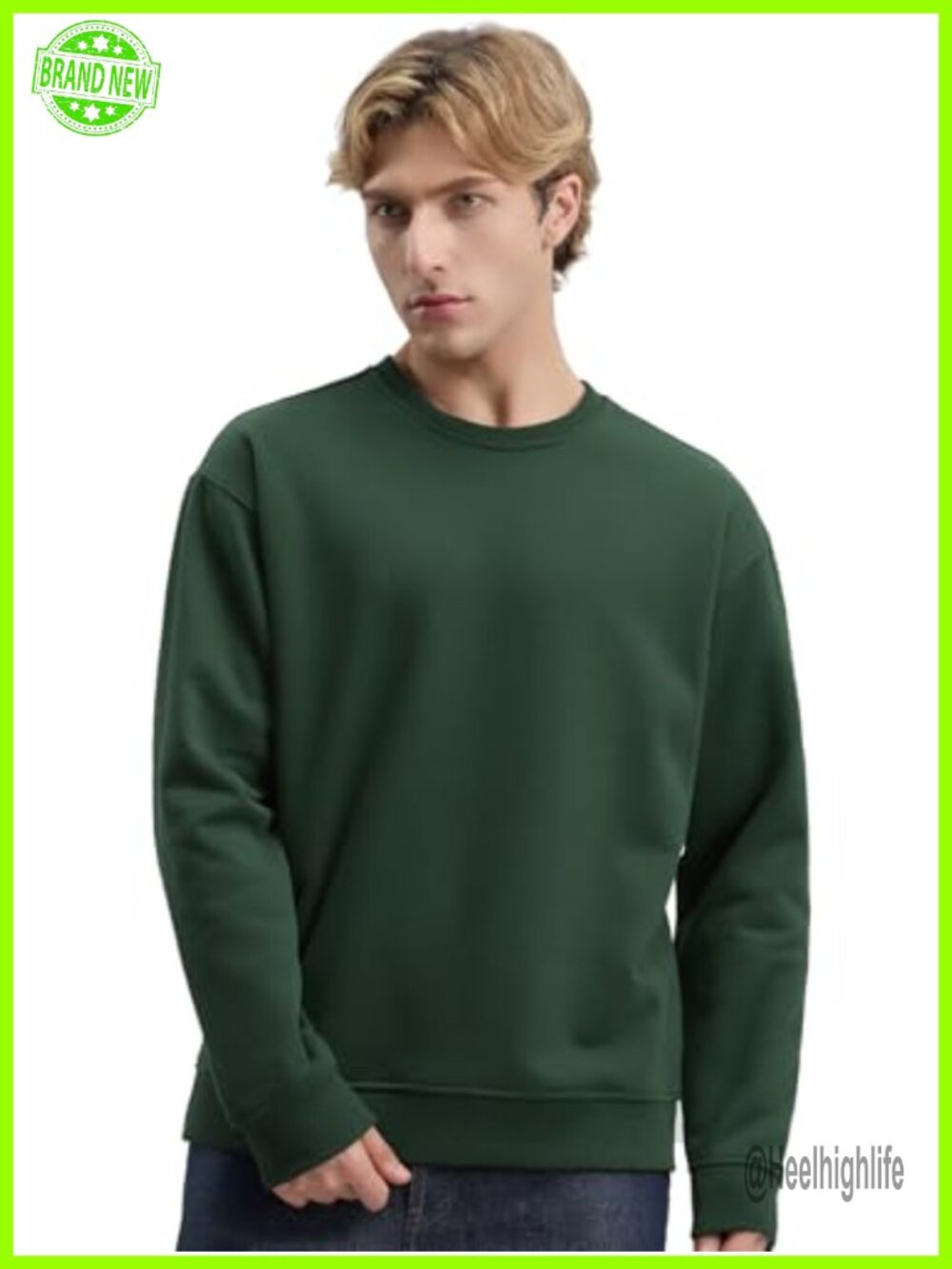 Heavyweight Cotton Blend Fleece Crewneck Sweatshirt Pullover Long Sleeve